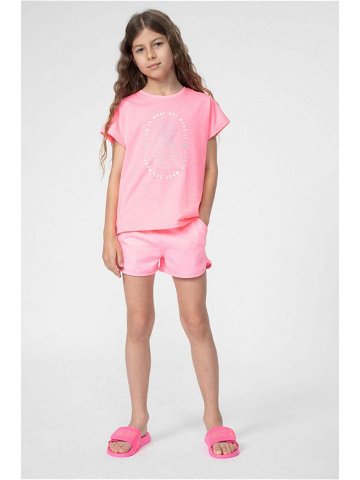 Dětské bavlněné šortky 4F růžová barva hladké