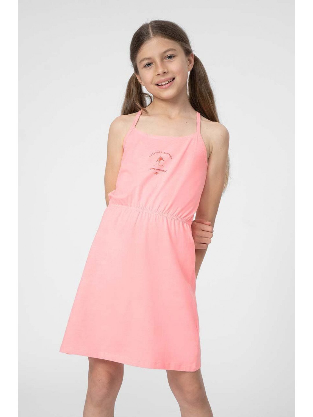 Dívčí šaty 4F F026 růžová barva mini
