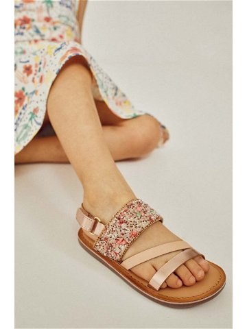Dětské kožené sandály zippy růžová barva