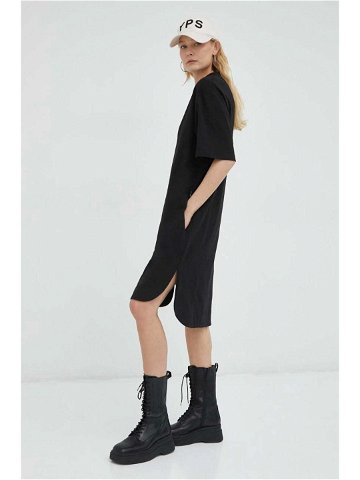 Bavlněné šaty G-Star Raw černá barva mini oversize