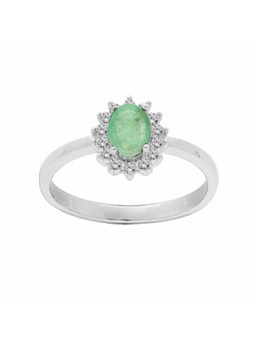 Brilio Silver Nádherný stříbrný prsten se smaragdem R-FS-5626E 54 mm