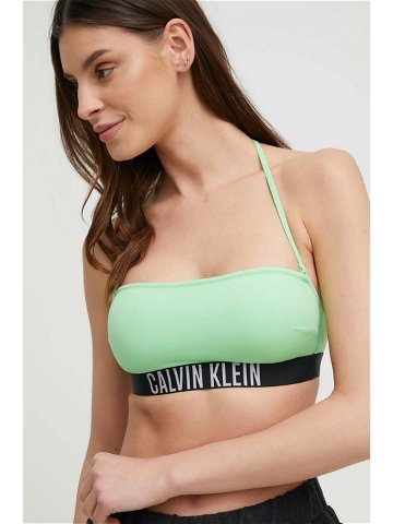 Plavková podprsenka Calvin Klein zelená barva mírně vyztužený košík
