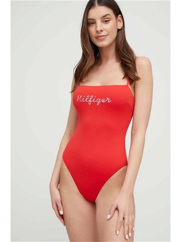Jednodílné plavky Tommy Hilfiger červená barva mírně vyztužený košík