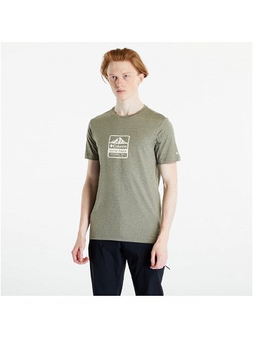 Columbia Tech Trail Front Graphic Short Sleeve Tee Stone Green Heather