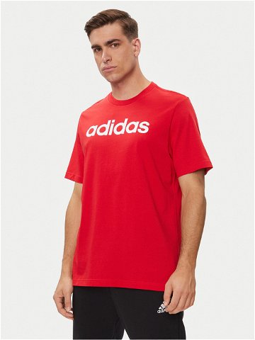 Adidas T-Shirt Essentials Single Jersey Linear Embroidered Logo T-Shirt IC9278 Červená Regular Fit