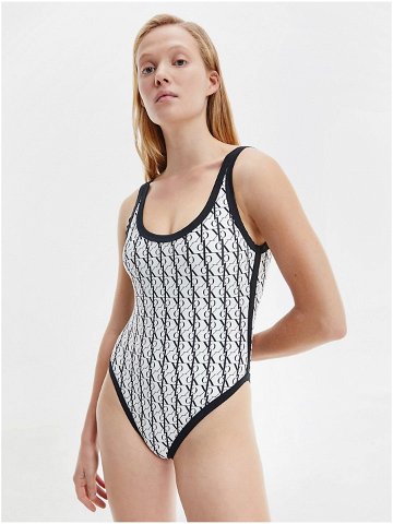 Bílé dámské vzorované jednodílné plavky Calvin Klein Underwear