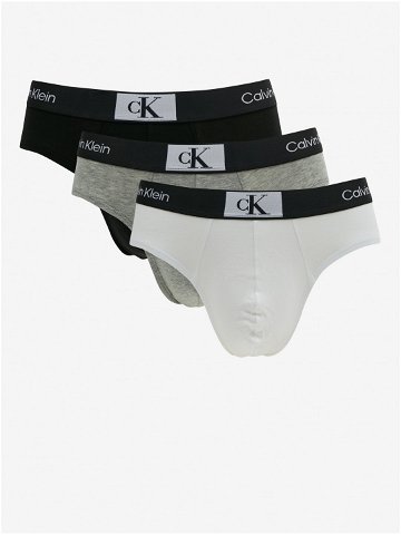 Sada tří pánských slipů v černé bílé a šedé barvě Calvin Klein Underwear
