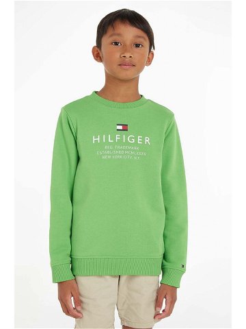 Dětská mikina Tommy Hilfiger zelená barva s potiskem