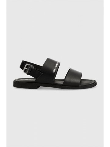 Kožené sandály Karl Lagerfeld KASTOR II pánské černá barva KL70206