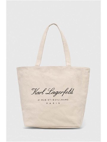 Oboustranná plážová taška Karl Lagerfeld béžová barva
