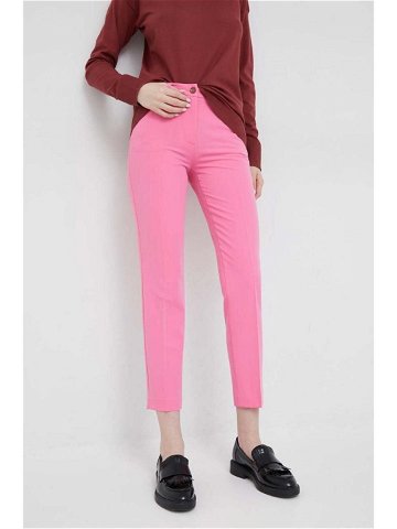 Kalhoty Sisley dámské fialová barva jednoduché high waist
