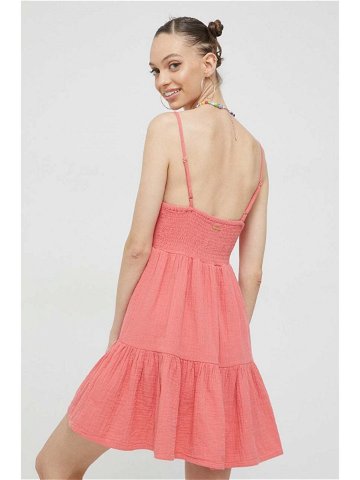 Bavlněné šaty Billabong růžová barva mini
