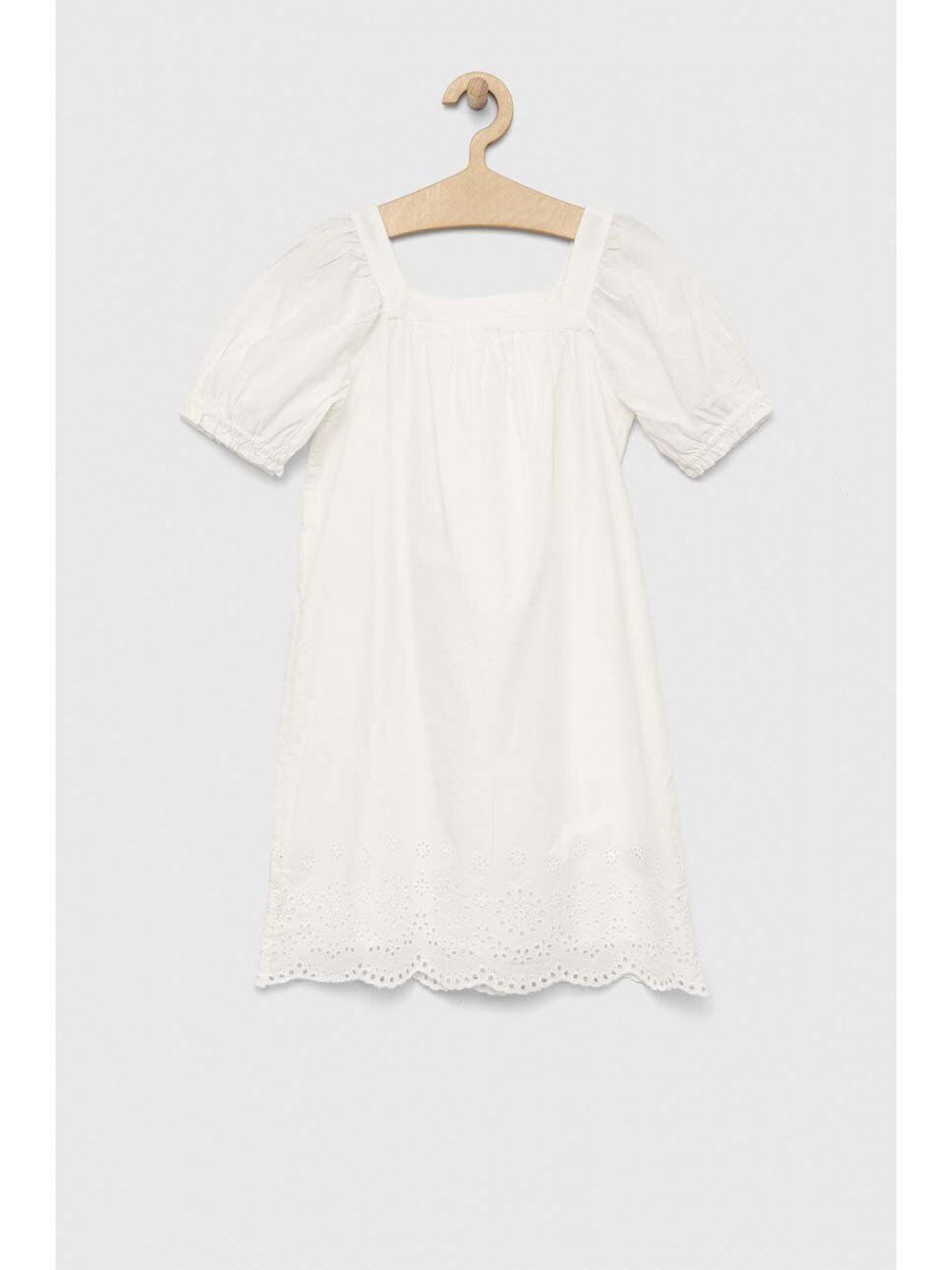 Dětské bavlněné šaty GAP bílá barva mini