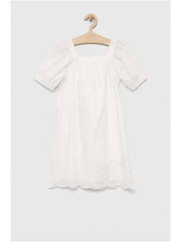 Dětské bavlněné šaty GAP bílá barva mini