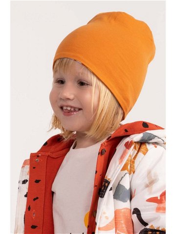Oboustranná dětská čepice Coccodrillo oranžová barva z tenké pleteniny