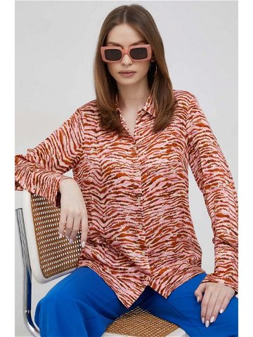 Košile Sisley dámská růžová barva regular s klasickým límcem