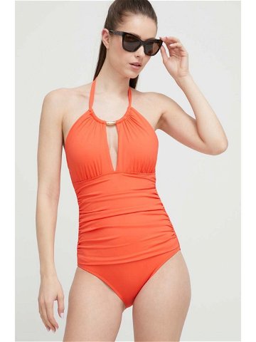 Jednodílné plavky Lauren Ralph Lauren oranžová barva mírně vyztužený košík 20201208