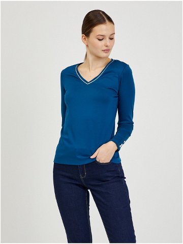 Modré dámské tričko s dlouhým rukávem ORSAY