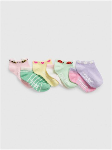 Sada sedmi párů holčičích ponožek ve fialové růžové zelené bílé a žluté barvě GAP