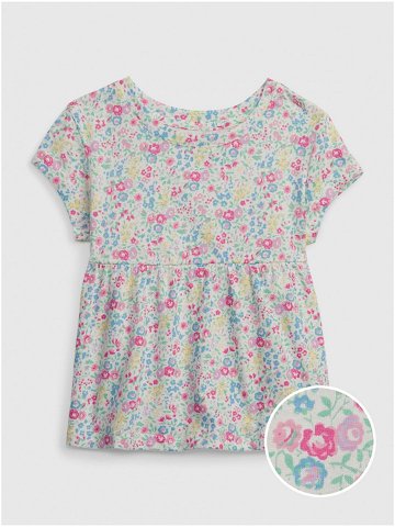 Růžovo-krémové holčičí květované tričko GAP