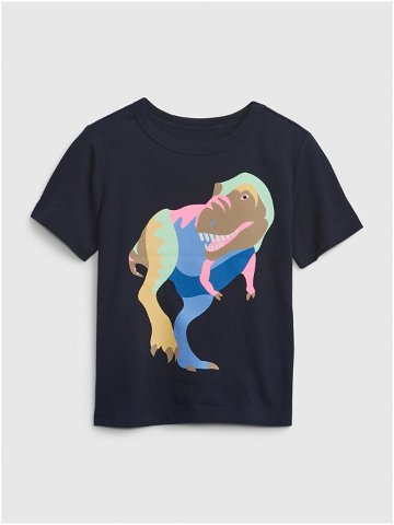 Tmavě modré klučičí bavlněné tričko s motivem dinosaura GAP