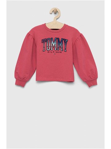 Dětská mikina Tommy Hilfiger růžová barva s aplikací