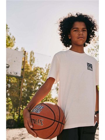 Dětské bavlněné tričko Jack Wolfskin TEEN EXPLORING T B bílá barva s potiskem