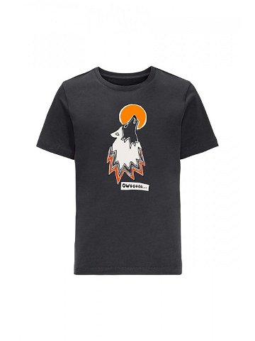 Dětské bavlněné tričko Jack Wolfskin WOLF & VAN T B černá barva s potiskem