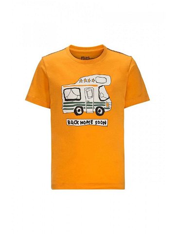 Dětské bavlněné tričko Jack Wolfskin WOLF & VAN T B oranžová barva s potiskem