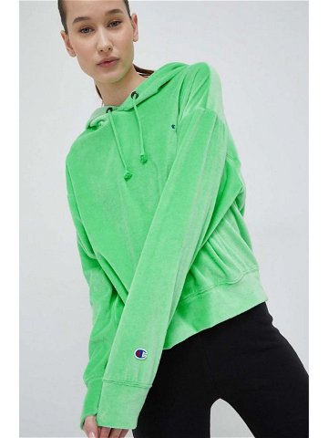 Mikina Champion dámská zelená barva s kapucí hladká