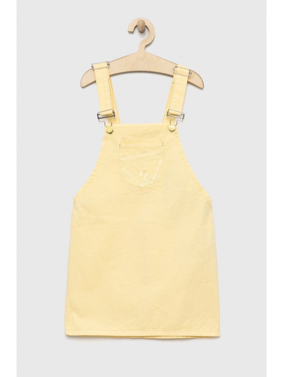 Dětské riflové šaty Guess žlutá barva mini