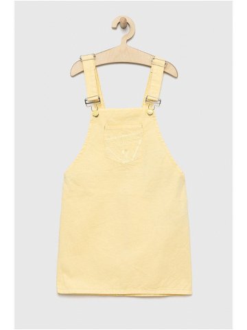 Dětské riflové šaty Guess žlutá barva mini