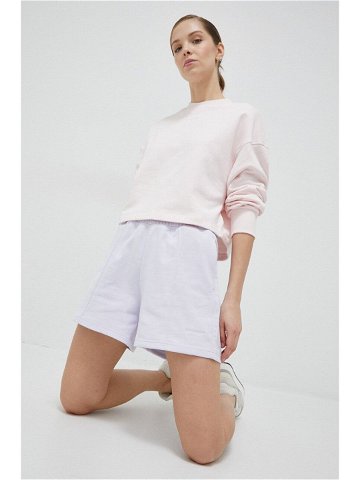 Bavlněné šortky New Balance fialová barva hladké high waist