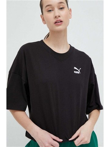 Bavlněné tričko Puma černá barva 538052-01