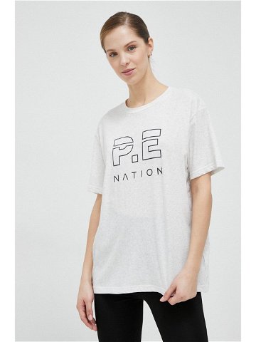 Bavlněné tričko P E Nation šedá barva