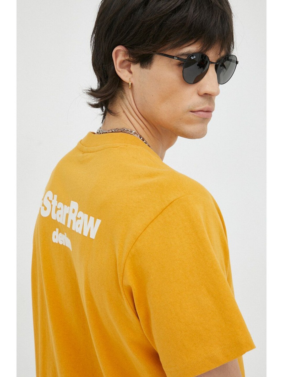 Bavlněné tričko G-Star Raw oranžová barva s aplikací