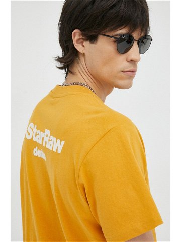Bavlněné tričko G-Star Raw oranžová barva s aplikací