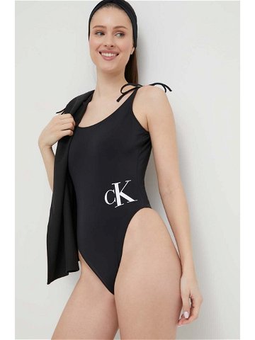 Jednodílné plavky Calvin Klein černá barva měkký košík