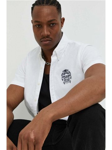Košile Abercrombie & Fitch pánská bílá barva regular s límečkem button-down