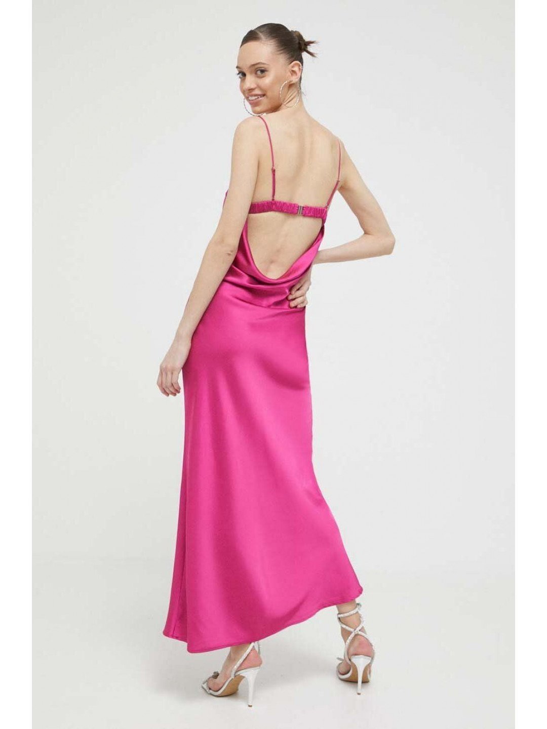 Šaty Abercrombie & Fitch růžová barva maxi