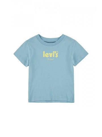 Dětské bavlněné tričko Levi s tyrkysová barva s potiskem