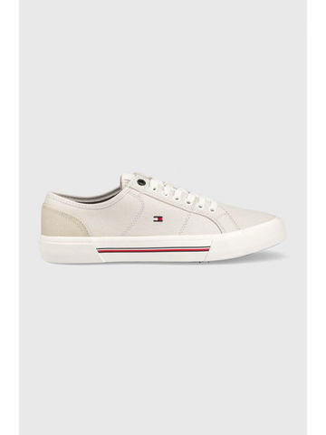 Tenisky Tommy Hilfiger CORE CORPORATE VULC CANVAS pánské šedá barva FM0FM04560