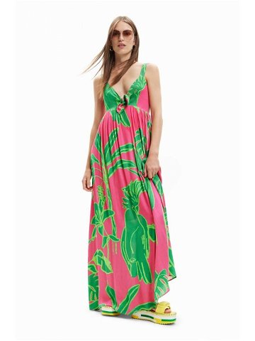 Šaty Desigual růžová barva maxi oversize