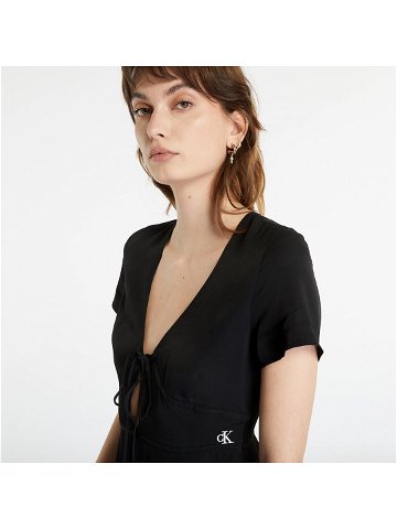 Calvin Klein Jeans Crepe Short Sleeve Midi Dress Black