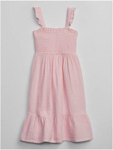 Růžové holčičí midi šaty s volánem GAP