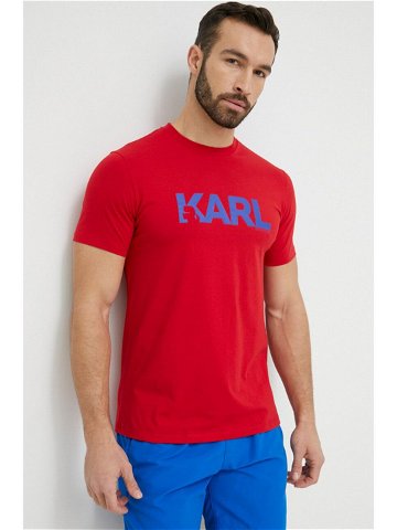 Bavlněné tričko Karl Lagerfeld červená barva s potiskem