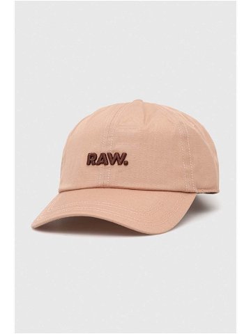 Bavlněná baseballová čepice G-Star Raw béžová barva s aplikací
