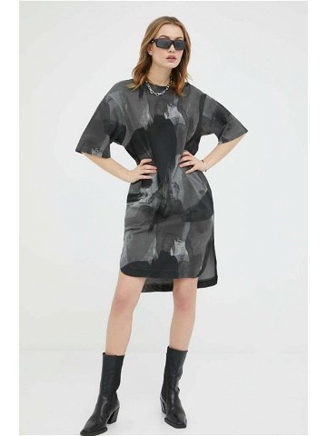 Bavlněné šaty G-Star Raw šedá barva mini oversize