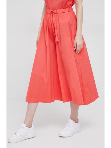 Kalhoty Deha dámské oranžová barva široké high waist
