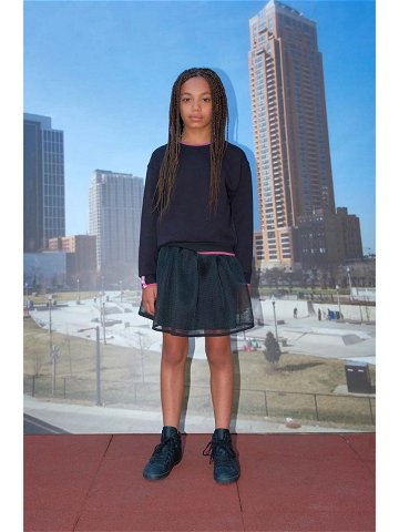 Dětská sukně Sisley černá barva mini áčková